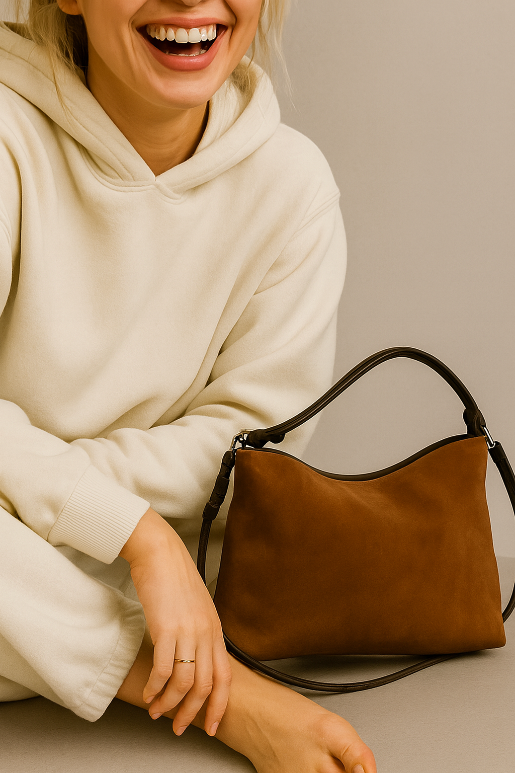 THE HEATHER – Suede Leather Handheld or Crossbody Bag