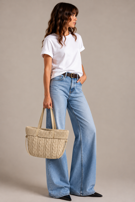 The Vita –Knit Leather Tote